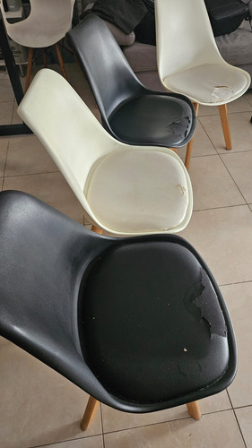 Silla Tulip Eames Base Madera Pack 4 + 4 Almohadones